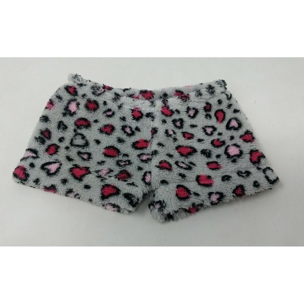 American Girl Fleece Soft Fuzzy Heart Shorts 18" Doll Official Gray Red Pink VTG